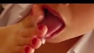 licking cum off toes compilation