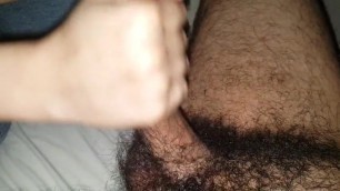 CFNM hairy handjob blowjob with cum swallowing