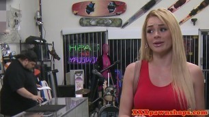 Bigtitted pawnshop amateur cockrides in store