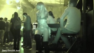 Upskirt flashing in a club by Jeny Smith&period; Hidden camera