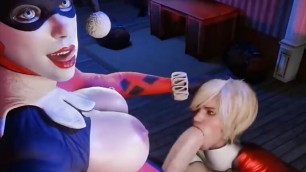 Wonder Women Sucking Harley Quinns Big Futa Cock
