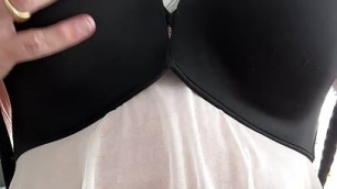 Babydoll and Bra try on with cum